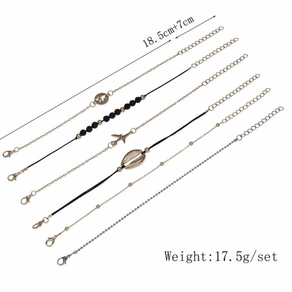 'Vacay' 6-piece Gold Shell and Earth Bracelet Set - Picture 7 of 8